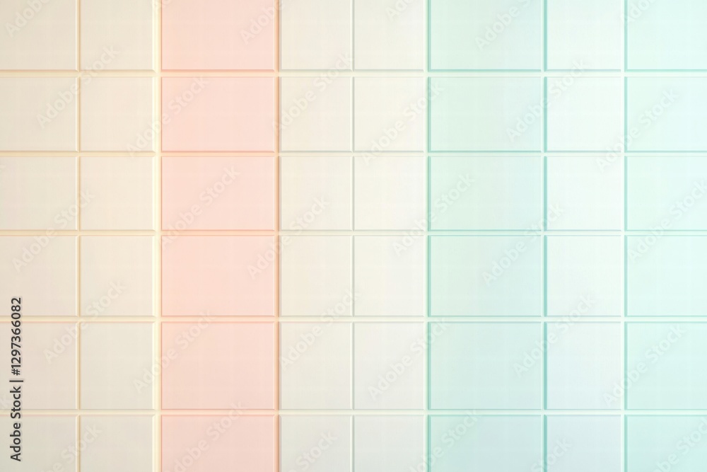 Aufkleber Colorful mosaic tiles in pastel shades create an inviting wall design in a modern setting. Generative AI