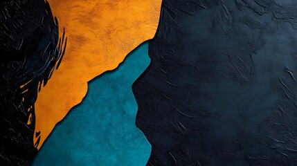 Abstract Digital Painting: Teal and Orange Forms Intertwine AI Generated
