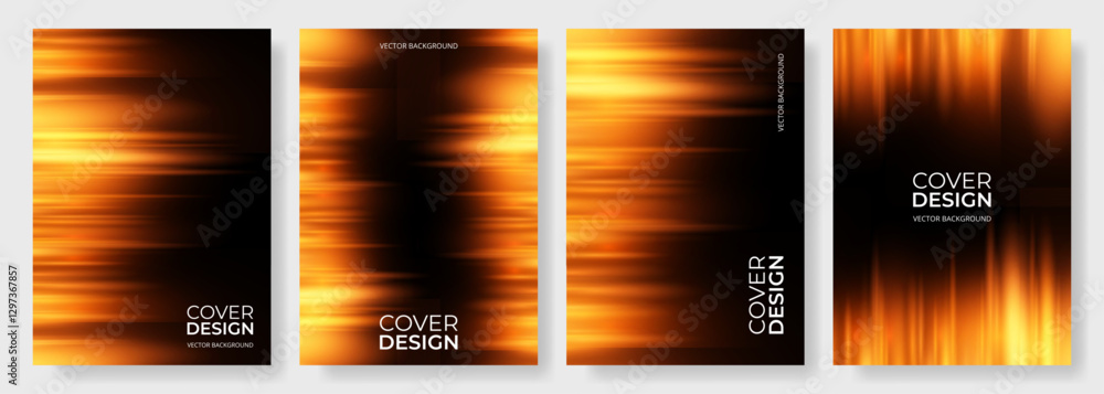 Aufkleber black and orange modern abstract vertical background set with yellow glowing movement and high-speed