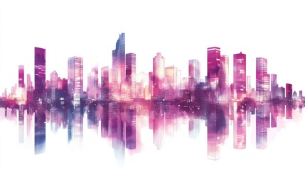 Fototapeta premium Cityscape Reflection - Night View - Artistic