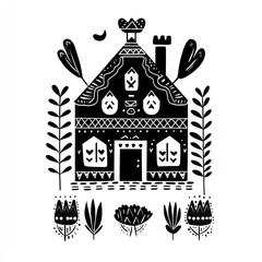 Monochrome House Illustration