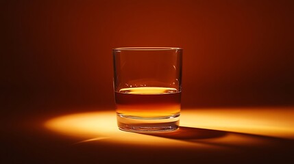 Glass of Liquor on a Dark Wooden Table / 暗い木製テーブルに置かれたお酒のグラス
