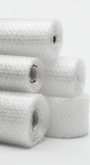 Obraz premium Stack of Bubble Wrap Rolls: Packing Material Close-Up