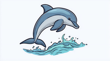 Fototapeta premium Leaping Dolphin Ocean Wave Splash Aquatic Wildlife Nature Art