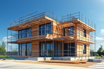 Obraz premium A modern house under construction. Generative AI