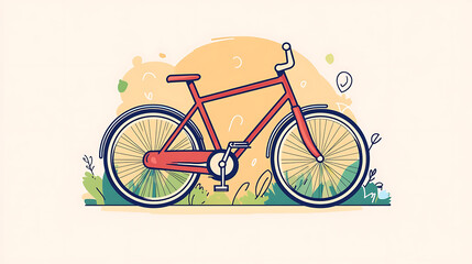 Fototapeta premium A red bicycle is shown in a grassy field