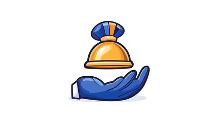 Fototapeta premium Golden Bell Award in a Cartoon Hand Illustration AI Generated