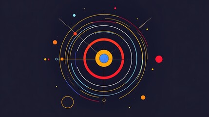 Obraz premium Vibrant Circular Abstract Digital Illustration: Cosmic Geometry Design AI Generated