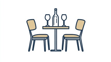 Restaurant Table Setting, Two Chairs, Empty. Possible Stock Photo Use Restaurant Scene