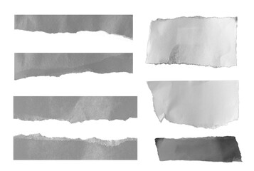Fototapeta premium Set of ripped torn paper on white background.