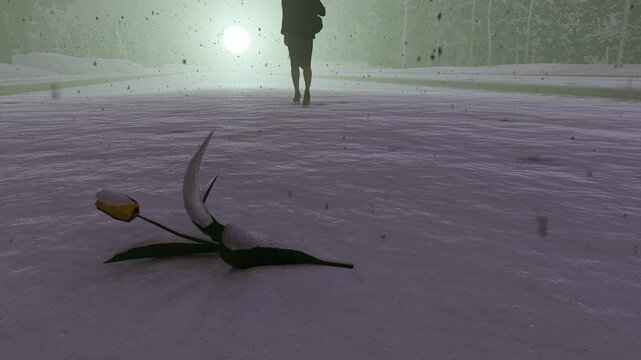 Silhouette walking in the dark
