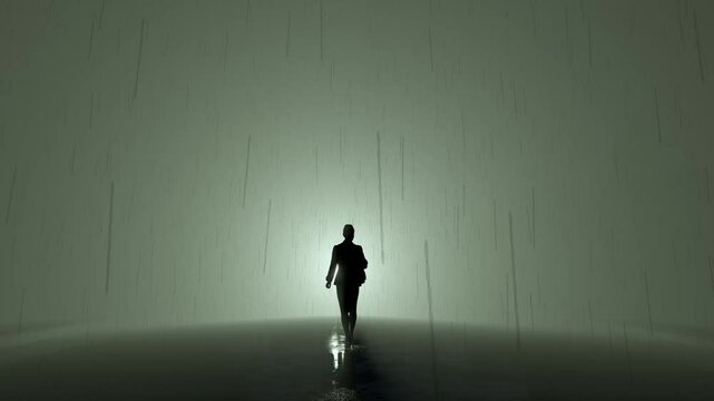 Silhouette walking in the dark