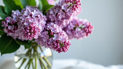 Vibrant Lilac Bouquet in Glass Vase: Perfect for Mother's Day Marketing, Greeting Cards, and Floral Decor Inspiration