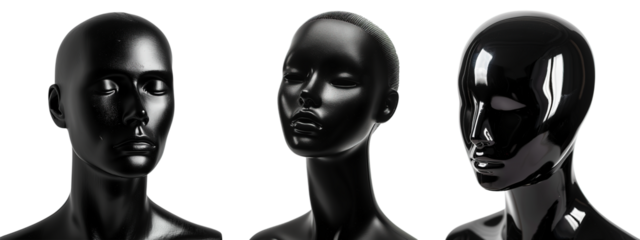 3D Black Mannequin Set on Transparent Background