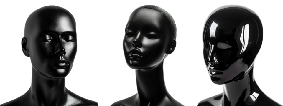 3D Black Mannequin Set on Transparent Background - Powered by Adobe