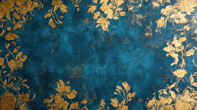 Un fond bleu, bleu sarcelle et or avec de nombreux attributs de luxe avec des taches granuleuses. Id&Atilde;&fnof;&Acirc;&copy;al comme papier peint de produit de luxe.