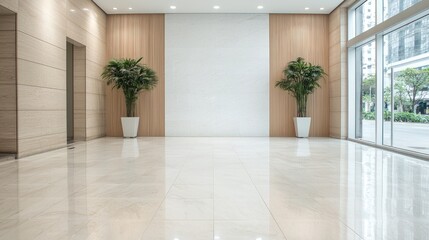 Modern Lobby Interior, Empty Space, City View, Commercial, Interior Design, Empty Space, Business, Photo