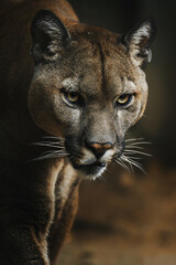 Cougar (Felis Concolor) american puma detail portrait