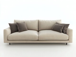 3D render of a beige fabric sofa