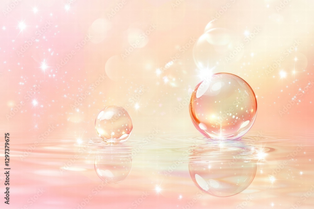 Leinwandbilder Beautiful water droplets reflect soft light on a tranquil surface creating a serene atmosphere in nature. Generative AI