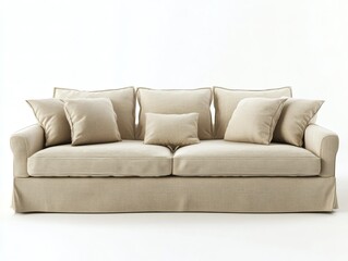 Fototapeta premium 3D render of a beige fabric sofa