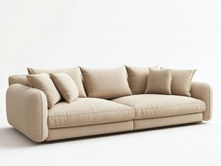 3D render of a beige fabric sofa