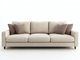 3D render of a beige fabric sofa