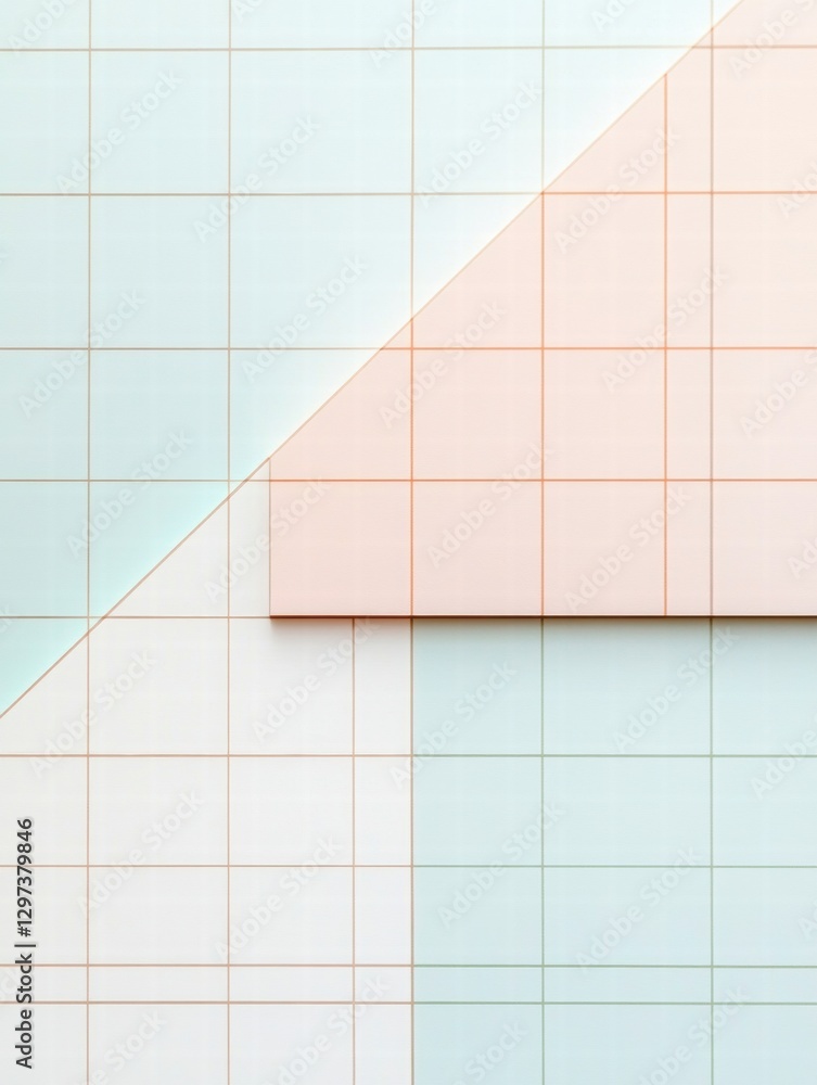 Poster Clean geometric pattern with soft colors and fine grid lines in minimalistic design at daytime. Generative AI