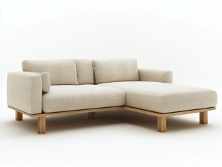 3D render of a beige fabric sofa