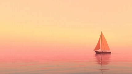 Fototapeta premium Calm waters and a sailboat during sunset at a serene coastal location. Generative AI