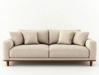 3D render of a beige fabric sofa
