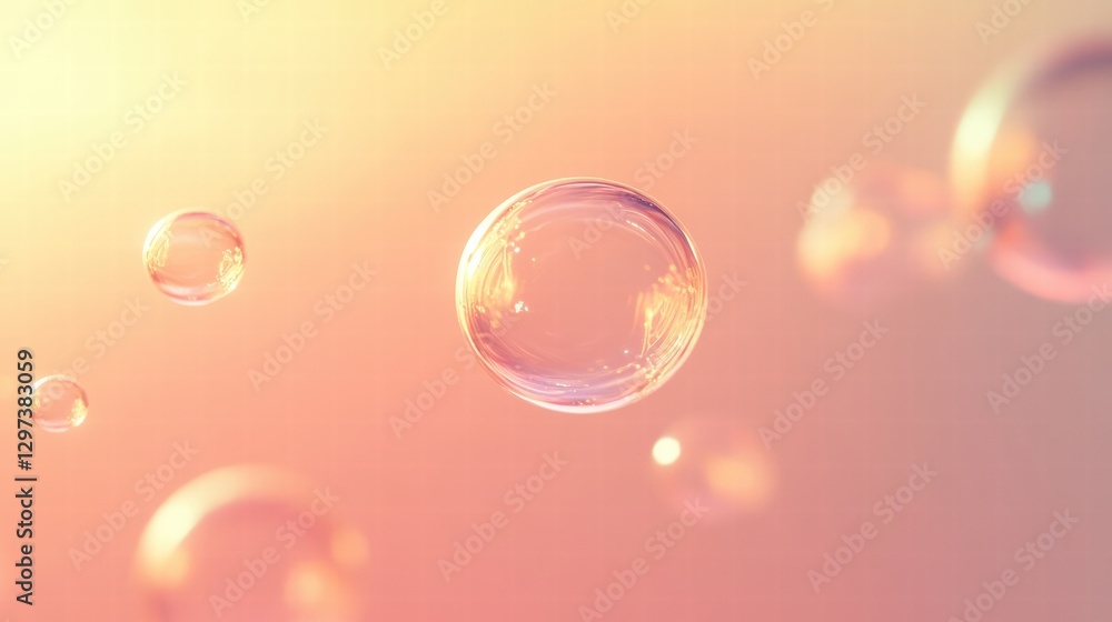 Aufkleber Delicate bubbles floating against a soft pastel background during a serene afternoon light. Generative AI