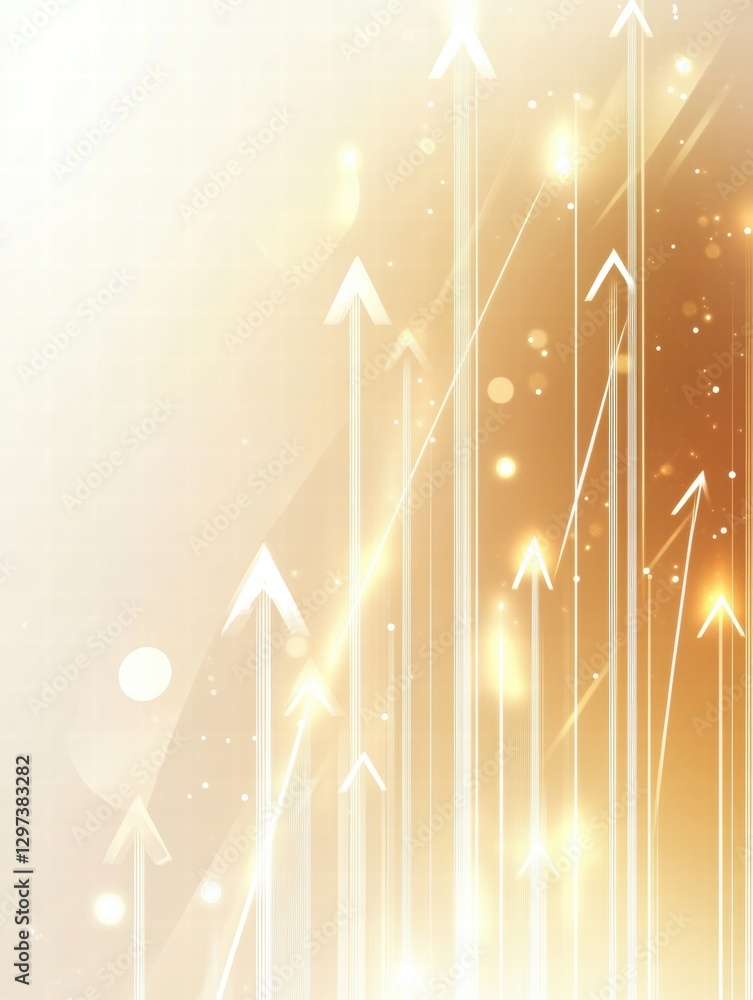 Poster abstract upward arrows with golden highlights creating a sense of movement and energy in a bright sp
