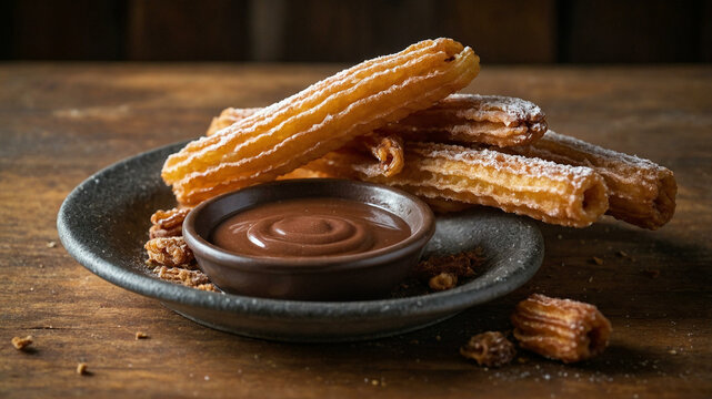 Freshly cooked Churos with chocolate dip.