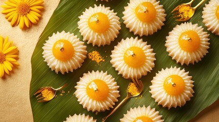 Exquisite Bengali Sandesh Sweets Arranged on Banana Leaf