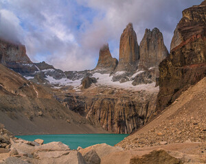torres del paine national park at dawn