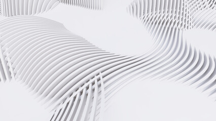Abstract Curved Shapes. White Circular Background.