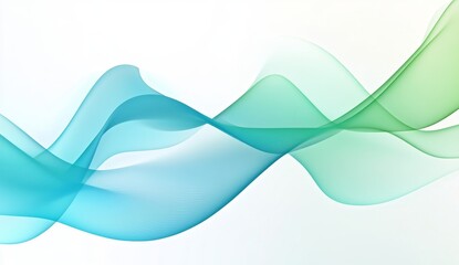 Abstract flowing teal and green waves on white background