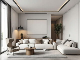 Modern luxury apartment interior in minimal scandinavian style