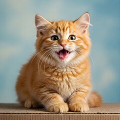 red kitten with smiling face 
