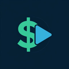Obraz premium Money and play button icon for financial video content