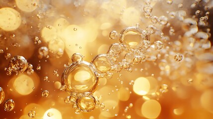 Golden Water Bubbles Macro / 金色の水泡のマクロ