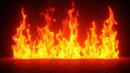 Obraz premium Bright flames rising from the ground, creating a vivid and intense display of fire.