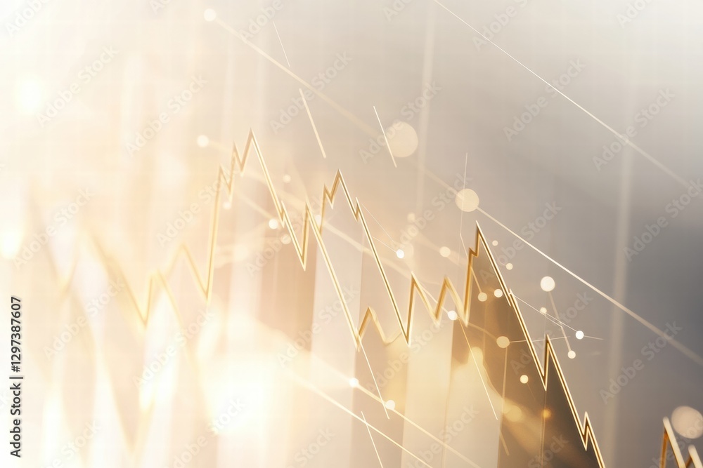 Poster financial market trends displayed through a digital chart representing fluctuations over time in vib