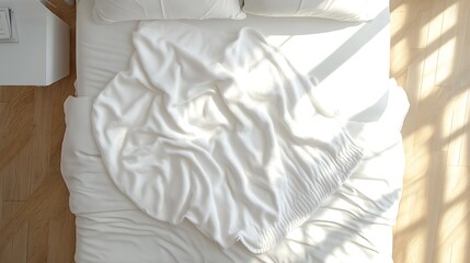 White Bed Linen Top View / 白いベッドリネンの俯瞰