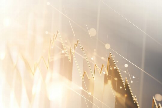 Financial market trends displayed through a digital chart representing fluctuations over time in vibrant colors. Generative AI