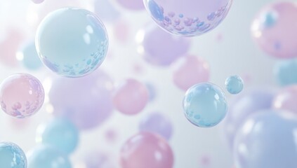 Pastel spheres floating in soft light