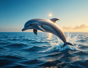 Fototapeta premium Ocean's Acrobat: The Intelligence and Grace of Dolphins