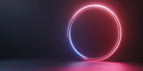 Obraz premium Glowing neon ring on a dark background. Can be used for presentations