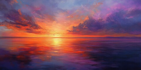 Naklejka premium Stunning dusk seascape with vibrant colors